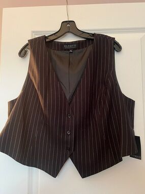 Eloquii Black Pinstripe Tailored Vest